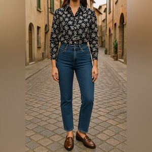 Ralph Lauren Black and White Floral Top